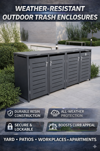 Outdoor Aluminum Trash <b>Bin</b> <b>Cover</b> Modern Garbage Box Enclosure for Patio Furniture EDPTBC000 - Product Image 2