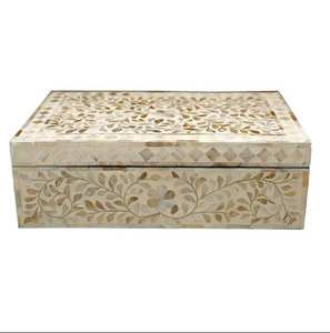 TIMELESS CRAFT Handcrafted Mop <b>Material</b> Jewelry <b>Box</b> Customizable Color Floral Designs Decorative Bedroom <b>Storage</b> for Earrings - Product Image 1