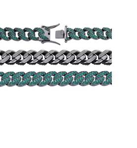 Collar de Cadena Cubana Iced Out con Micro Pavé de Moissanita Verde, Chapado en Oro, de Lujo, Moderno y Llamativo, para Hombres y Mujeres - Product Image 3