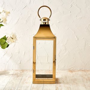 Modern <b>Gold</b> Metal Glass Candle <b>Lantern</b> with <b>Gold</b> Handle Decorative <b>Lantern</b> for Indoor Outdoor Home Wedding table top Decor Gift - Product Image 5
