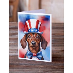 Teckel patriotique américain fantaisiste A7 cartes vierges paquet de 8 avec enveloppes 5x7 cartes de voeux de taille - Product Image 2