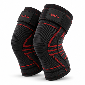 WABSON SPORT Unisex Knee Support Black Green Stitching Adjustable Hook Loop Closure Breathable Professional Protection - Product Image 3