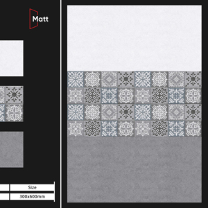 Azulejos de porcelana mate modernos de 300x600 mm diseñados para interiores contemporáneos que ofrecen fácil mantenimiento y resistencia a las manchas. - Product Image 1