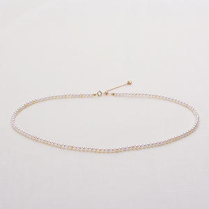 Collier en perles d'Akoya en or 18 carats importé du Japon, 3-3,5 mm, rond, forte luminosité, couleur bonbon, culture d'eau de mer naturelle - Product Image 3