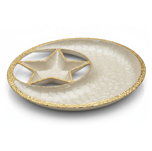 Plato de Servir Luna de Oro Esmaltado con Perlas Hecho a Mano, Plato de Dulces de Alta Gama en Forma de Estrella, Plato de Aperitivos Pulido para Regalos Navideños - Product Image 2