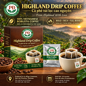Café Robusta Vietnamita Premium, Cafeinado, Tueste Medio, Amargo, Molido, en Bolsas de Filtro de Inmersión, 15g X 10 Bolsas, OEM, Café de Marca Privada - Product Image 2
