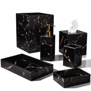 Premium Marble Bathroom Accessory <b>Set</b> With <b>Soap</b> Dispenser Luxury Vanity Organizer Collection - Product Image 1