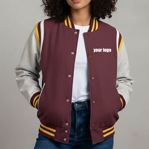 Chaqueta Universitaria de Béisbol Personalizada a la Moda, Talla Grande, con Mangas de Cuero, Transpirable, Estilo Hip Hop - Product Image 4