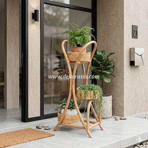 Eco-Friendly Rattan 3-Tier Plant <b>Stand</b> with <b>Corner</b> Shelf for Indoor/Outdoor Garden and Home Decor Flower Pot Display - Product Image 4