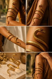 Gold Plated Brass Snake Arm Cuff <b>Bracelet</b> with Pearl for Women Adjustable <b>Boho</b> Trendy Statement Jewelry Gift - Product Image 3