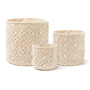 Modern Theme Wholesale Handmade Macrame Storage <b>Basket</b> Boho Decor Cotton <b>Rope</b> Handwoven Hollow <b>Basket</b> With Handle - Product Image 5