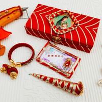 Ensemble cadeau de mariage, boîte cadeau, cône de henné, bangle, cadeau traditionnel pour demoiselle d'honneur, cadeau de mariage, fête de sangeet, henné, cadeaux de fête de pendaison de crémaillère