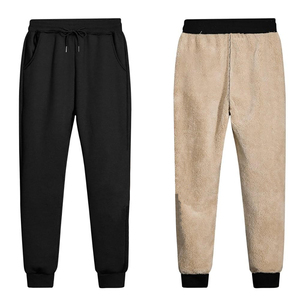 Pantalon de jogging en molleton pour homme, taille élastique avec cordon de serrage, poches latérales, décontracté, hiver, tricoté, épais, respirant - Product Image 1