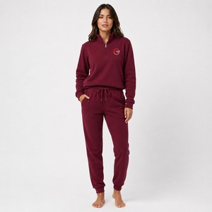 Conjunto Deportivo de Felpa para Mujer de Primera Calidad, Sudadera con Capucha y Pantalones de Tela Suave y Cálida, Ajuste Cómodo, Ropa Casual - Product Image 1