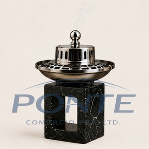 Luxury Natural Black Marble Incense Burner With Metal Cover Modern <b>Decorative</b> Bakhoor Oud Burner Mubkhar For Home Hotel <b>Decor</b> - Product Image 5