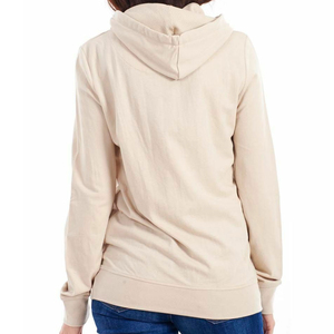 เสื้อสเวตเชิ้ตมีฮู้ดสีเบจสำหรับผู้หญิง ทรงปกติ ผ้าฝ้าย สีพื้น ดีไซน์โลโก้ด้านหน้า เหมาะสำหรับใส่ในฤดูใบไม้ร่วง ผ้าถักที่ระบายอากาศได้ดี - Product Image 4