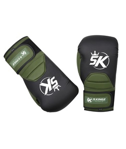 Guantes de Boxeo 5 SPORTS de 14oz, Cuero PU, Correa de Velcro en la Muñeca, Negro y Verde, Equipo de Entrenamiento - Product Image 3