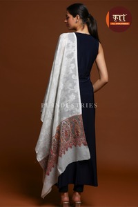 Châle en laine d'Angora tissé à la main sur mesure pour femme, 28 x 80 pouces, motif cachemire tropical, écharpe d'hiver - Product Image 4