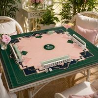 Tapis de Mahjong Pliable en Néoprène Vert Rose Art Déco de Luxe 33 Pouces, Tapis de Jeu de Poker Antidérapant Personnalisé au Design Original, Ensemble OEM