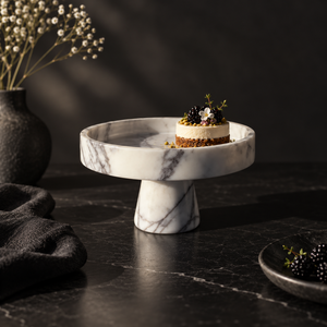 Support à gâteau rond en marbre, matériau en pierre, lavage à la main uniquement, 1 pièce - Product Image 4