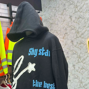 Professional High Quality OEM Services Zipper Distressed Hoodie Rhinestone Zip up <b>Jacket</b> Acid Wash Men <b>Fleece</b> Streetwear Hoodie - Product Image 6