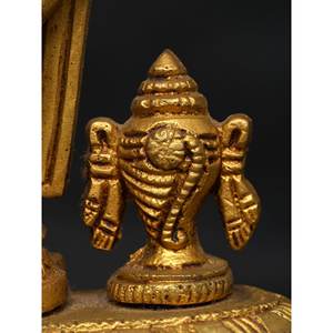 Petite statue en laiton de 4 pouces de Tirupati Balaji (Venkateshvara) avec symboles Vaishnava Sculpture Produit - Product Image 2
