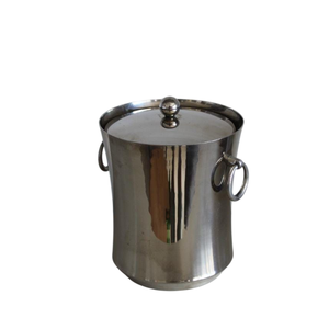 Seau à glace artisanal en acier inoxydable finition argentée, accessoire de bar pour la maison, les hôtels, les restaurants et les événements, champagne, vin - Product Image 4