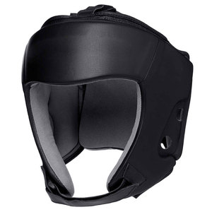 <b>Boxing</b> Head Guard PU Leather Protective Gear Hook Loop Closure Unisex Adult Universal Use Solid Black - Product Image 2