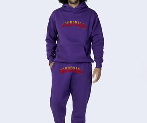 Ensemble de sweat-shirt à capuche pour homme Yourbrand, violet, avec logo rouge imprimé, vêtements décontractés d'hiver, respirant, FRENCH TERRY 100% coton - Product Image 1