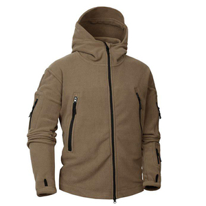 Keven Impex Men's Lightweight <b>Hooded</b> <b>Fleece</b> <b>Jacket</b> Stand Collar Waterproof Breathable Zipper Pockets Front Polyester Fabric - Product Image 2