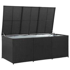 Black 70.9"x35.4"x27.6" Patio <b>Storage</b> <b>Box</b> Poly Rattan <b>Material</b> for Sheds & <b>Storage</b> - Product Image 2