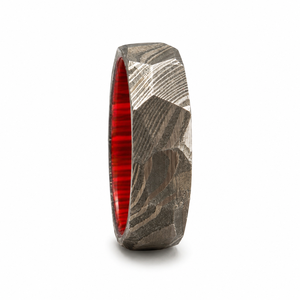 Anillo de Acero de Damasco Hecho a Mano Personalizado Jexmoo con Caja de Anillo con Impresión Digital, Regalo Perfecto para el Día del Padre para Papá, Esposo, Novio - Product Image 1