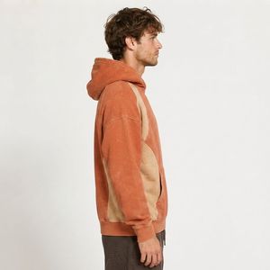 Custom Mens Color Block Hoodie Oversized Heavyweight Cotton Fleece Streetwear Pullover Patchwork Hooded Sweatshirt Manufacturer - Product Image 3