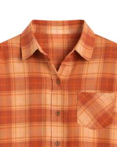 Camisa de Franela a Cuadros Degradado Naranja Óxido Personalizada para Mujer, Manga Larga, Abotonada, Informal, Mezcla de Algodón, Top de Otoño Invierno - Product Image 5