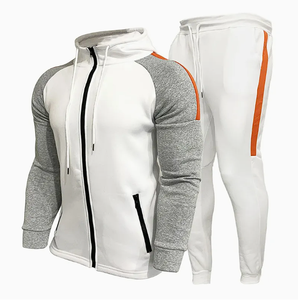 Ensemble de survêtement décontracté pour le sport et la course à pied, avec logo personnalisé, en molleton doublé 100 % coton de haute qualité, fermeture éclair - Product Image 3