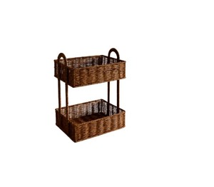 Lavihex 3-Tier Woven Rattan Storage Basket Organizer Handles Freestanding Farmhouse <b>Shelving</b> Rack <b>for</b> Bathroom <b>Bedroom</b> - Product Image 1