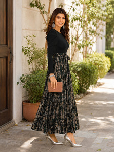 Vestido Maxi de Poliéster Transpirable con Estampado Digital de Patrón Sólido para Otoño/Invierno, Vestido Largo con Estampado Floral para Uso Diario para Mujer - Product Image 4