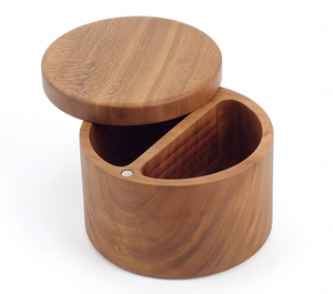 Boîte en bois pour sel, sucre et épices avec couvercle et séparateur interne, ustensile de cuisine durable, idéal pour les mariages, les hôtels et les fêtes - Product Image 5