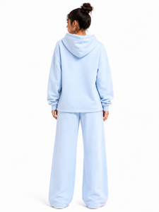 Sweat-shirts oversize pour femmes de couleur unie, pantalons de survêtement à jambes larges, coupe ample, épaules tombantes, logo personnalisé, streetwear décontracté pour l'hiver et l'automne - Product Image 2