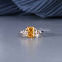 Bague en or jaune 14 carats avec moissanite taille marquise, taille radiant et taille ronde pour femme, luxe, 1,81 carat de poids total, 2,23 grammes, mariage, haute joaillerie
