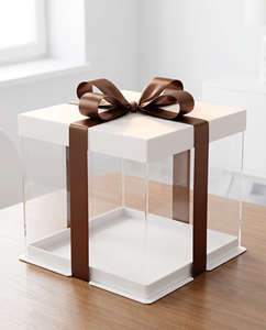 Customizable Modern Square Acrylic Gift <b>Box</b> - Premium Transparent <b>Cake</b> & Cookie Display Case for <b>Weddings</b>, Birthdays & Events - Product Image 1