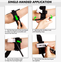 Tourniquet tactique d'application rapide (type CAT) - Sangle de fixation, embout rouge pour les premiers secours médicaux d'urgence IFAK