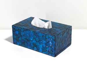 Coastal Style Europe Design Blue Shell Inlay Handmade Eco-friendly <b>Tissue</b> Box Cover <b>Holder</b> for Bathroom <b>Kitchen</b> Living Room Home - Product Image 5