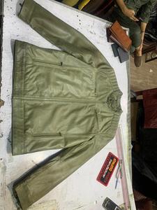 Veste en cuir d'hiver de haute qualité, logo personnalisé sur le devant, streetwear tendance avec col montant, vestes 100% cuir véritable - Product Image 2