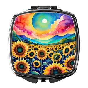 Tournesols colorés miroir de maquillage de voyage compact pliant miroir décoratif de poche pour femmes et filles cadeau - Product Image 1