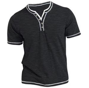 Camiseta Casual de Manga Corta para Hombre, Cuello Redondo, Tejido de Poliéster, Corte Regular, Diseño Sólido con Bloques de Color, Ligera, 220g - Product Image 2