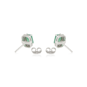 Minimal Simple Design 925 <b>Sterling</b> <b>Silver</b> 100% Genuine Emerald & Diamond Cluster <b>Stud</b> Earrings For Women's - Product Image 6