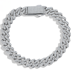 Round Brilliant Moissanite Wristband 925 Silver GRA Certified Rhodium 14K Gold Plated Unisex <b>Men</b> Women Party Wedding Jewelry - Product Image 1