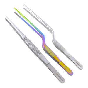 Pinzas culinarias de acero inoxidable de 20,5 cm, pinzas compensadas recubiertas de PTFE de grado alimenticio con punta dentada y utensilios con Mango antideslizante - Product Image 6