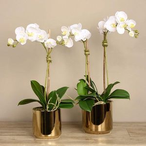 Arreglos florales de lujo para decoración de interiores, orquídeas artificiales, orquídeas reales, arreglos de orquídeas, decoración del hogar - Product Image 6